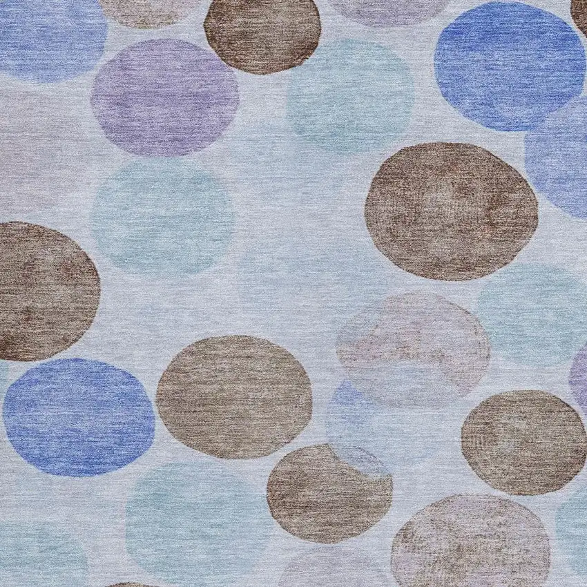 Sky Blue Purple And Taupe Geometric Washable Indoor Outdoor Area Rug Photo 3