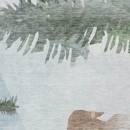 Sky Blue Sage Ivory And Khaki Animal Print Washable Indoor Outdoor Area Rug Photo 3