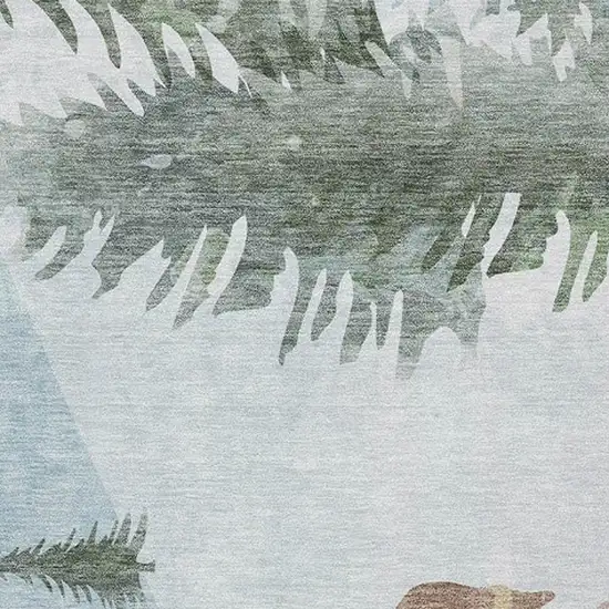 Sky Blue Sage Ivory And Khaki Animal Print Washable Indoor Outdoor Area Rug Photo 3