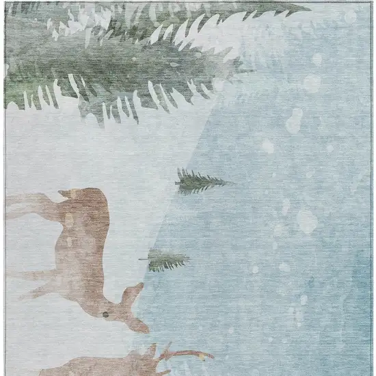 Sky Blue Sage Ivory And Khaki Deer Washable Indoor Outdoor Area Rug Photo 3