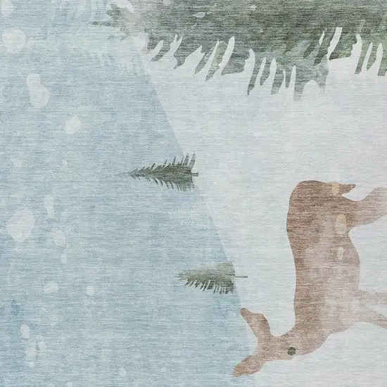 Sky Blue Sage Ivory And Khaki Deer Washable Indoor Outdoor Area Rug Photo 8