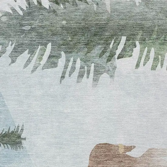 Sky Blue Sage Ivory And Khaki Deer Washable Indoor Outdoor Area Rug Photo 3