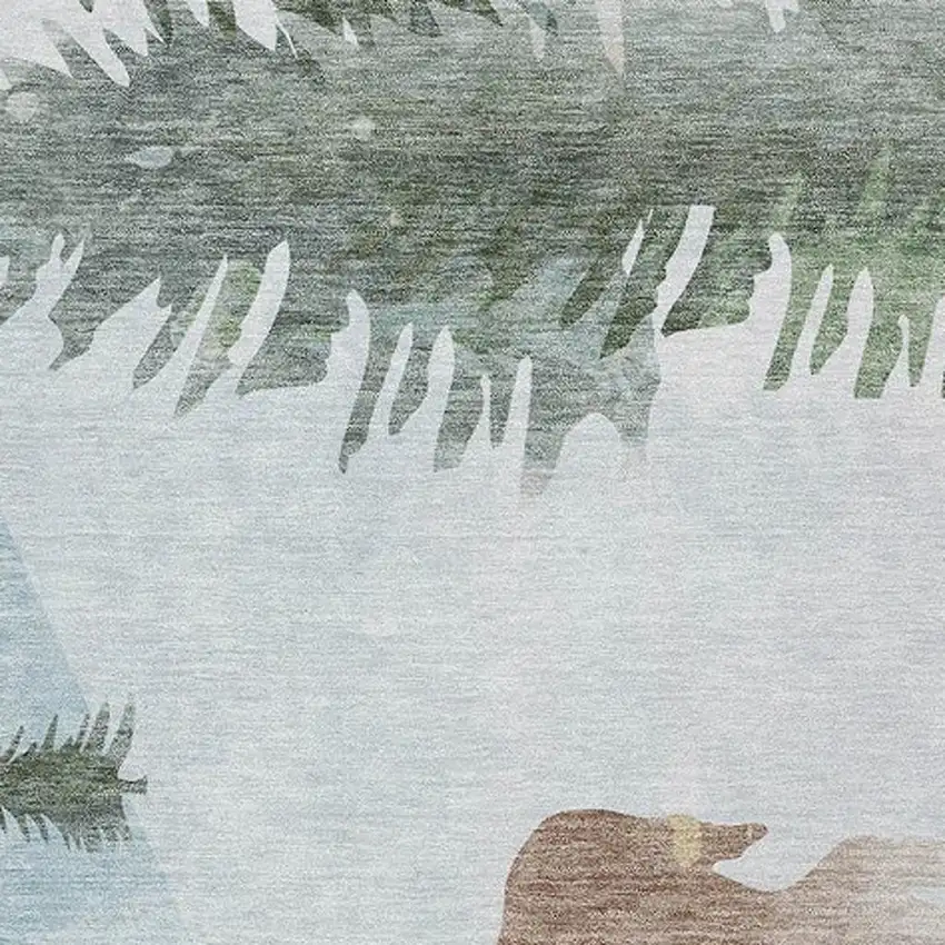 Sky Blue Sage Ivory And Khaki Deer Washable Indoor Outdoor Area Rug Photo 3