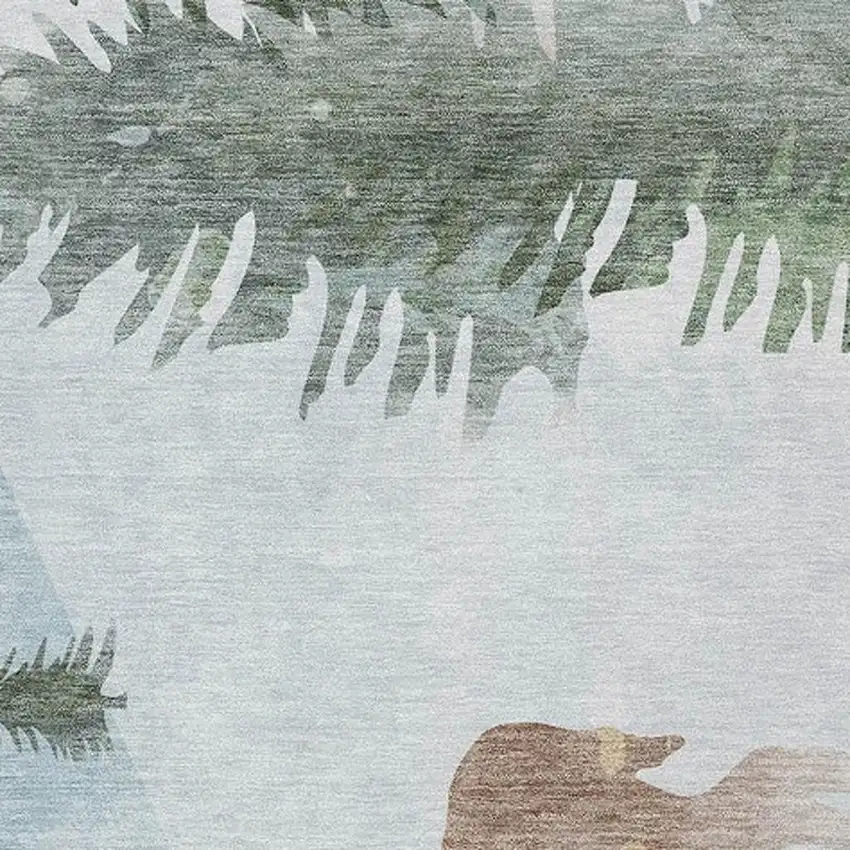 Sky Blue Sage Ivory And Khaki Deer Washable Indoor Outdoor Area Rug Photo 3