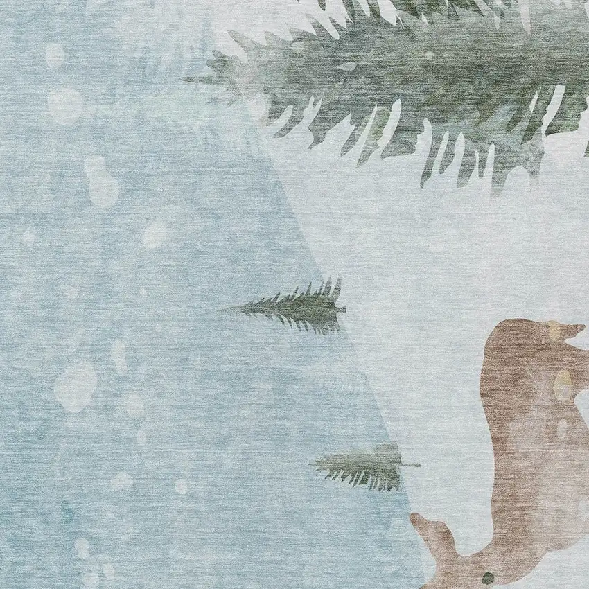 Sky Blue Sage Ivory And Khaki Animal Print Washable Indoor Outdoor Area Rug Photo 8