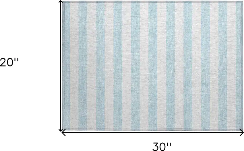 Sky Blue Striped Washable Non Skid Indoor Outdoor Area Rug Photo 3