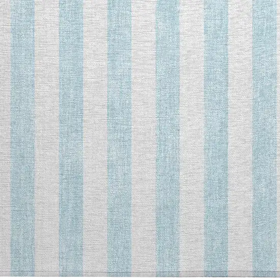 Sky Blue Striped Washable Non Skid Indoor Outdoor Area Rug Photo 5