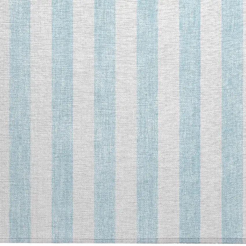 Sky Blue Striped Washable Non Skid Indoor Outdoor Area Rug Photo 5