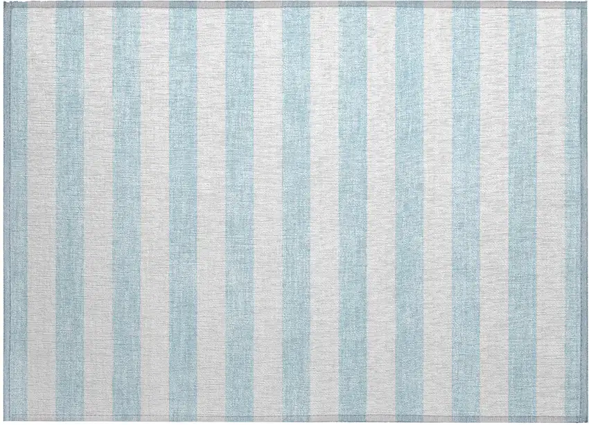 Sky Blue Striped Washable Non Skid Indoor Outdoor Area Rug Photo 2