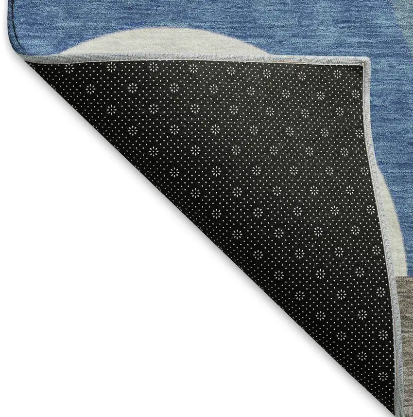 Sky Blue Teal And Ivory Geometric Washable Area Rug With UV Protection Photo 6