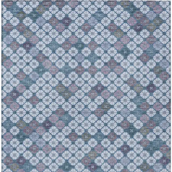 Sky Blue Teal Blue And Lavender Geometric Washable Indoor Outdoor Area Rug Photo 9