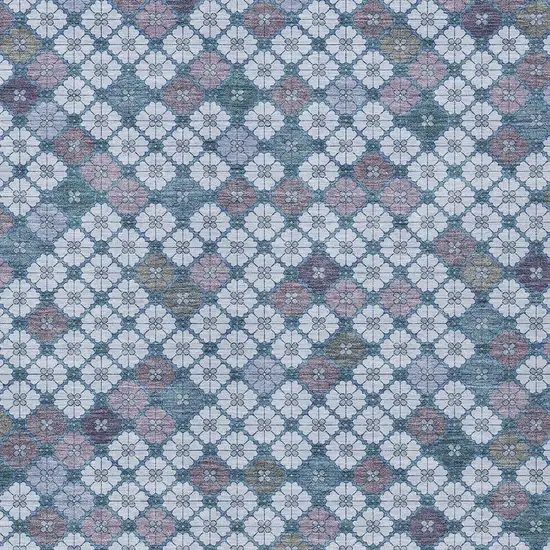 Sky Blue Teal Blue And Lavender Geometric Washable Indoor Outdoor Area Rug Photo 3