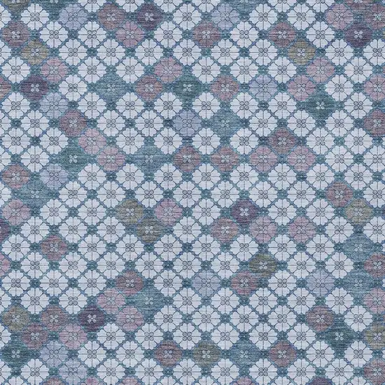 Sky Blue Teal Blue And Lavender Geometric Washable Indoor Outdoor Area Rug Photo 4