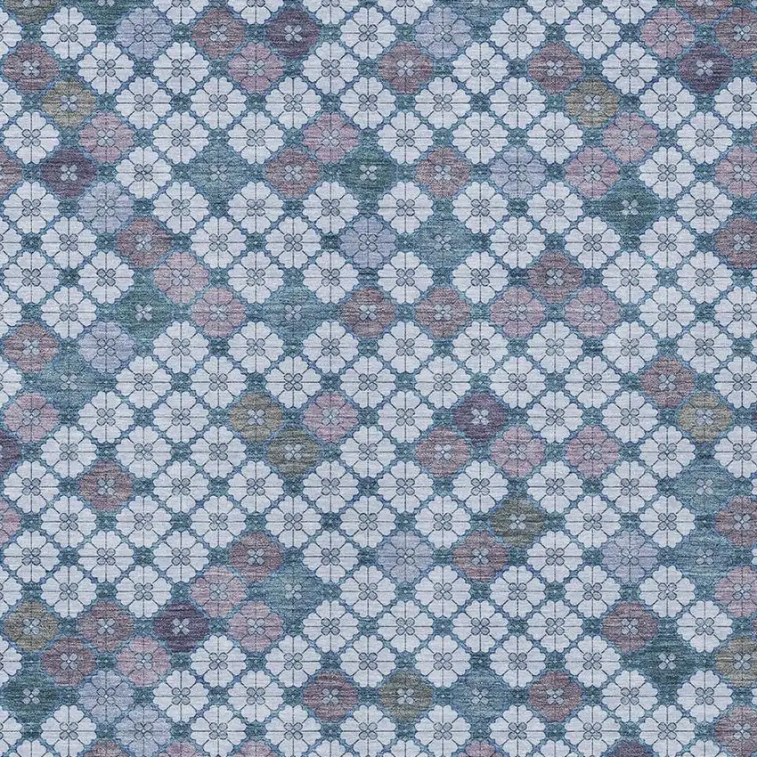 Sky Blue Teal Blue And Lavender Geometric Washable Indoor Outdoor Area Rug Photo 4