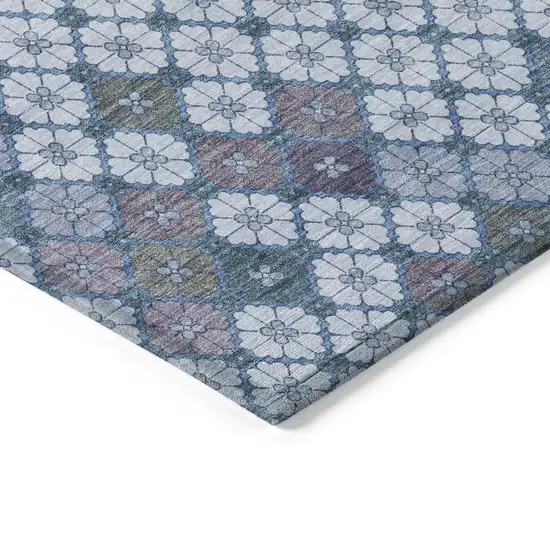 Sky Blue Teal Blue And Lavender Geometric Washable Indoor Outdoor Area Rug Photo 9