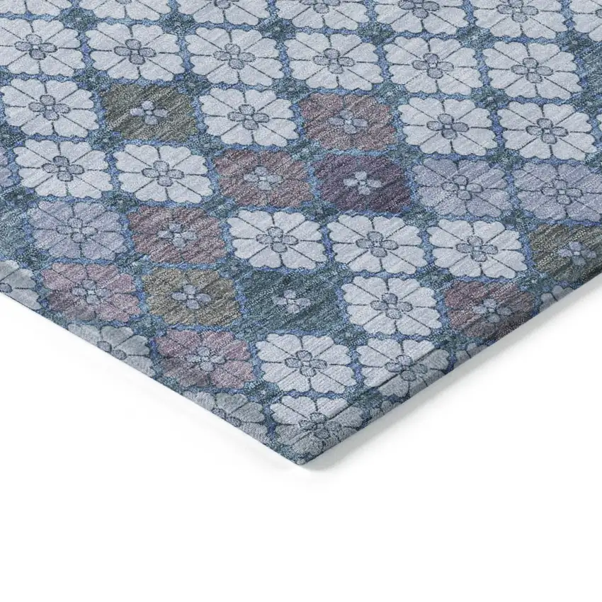 Sky Blue Teal Blue And Lavender Geometric Washable Indoor Outdoor Area Rug Photo 9