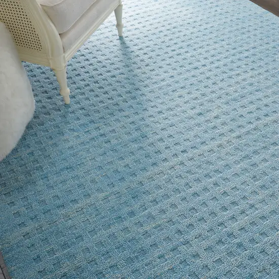 Sky Blue Wool Area Rug Photo 6
