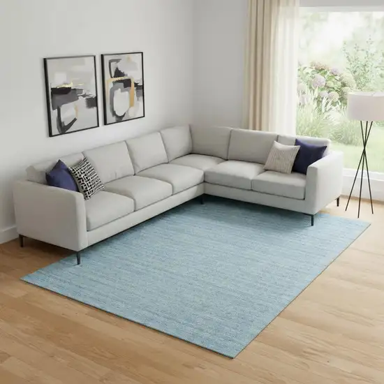Sky Blue Wool Area Rug Photo 1