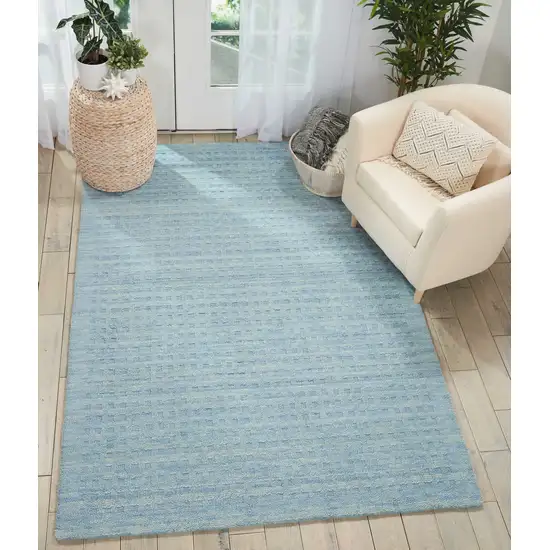 Sky Blue Wool Area Rug Photo 5