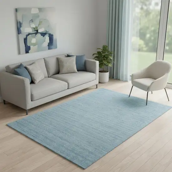 Sky Blue Wool Area Rug Photo 1