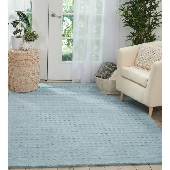 Sky Blue Wool Area Rug Photo 6
