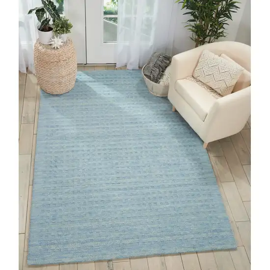 Sky Blue Wool Area Rug Photo 5