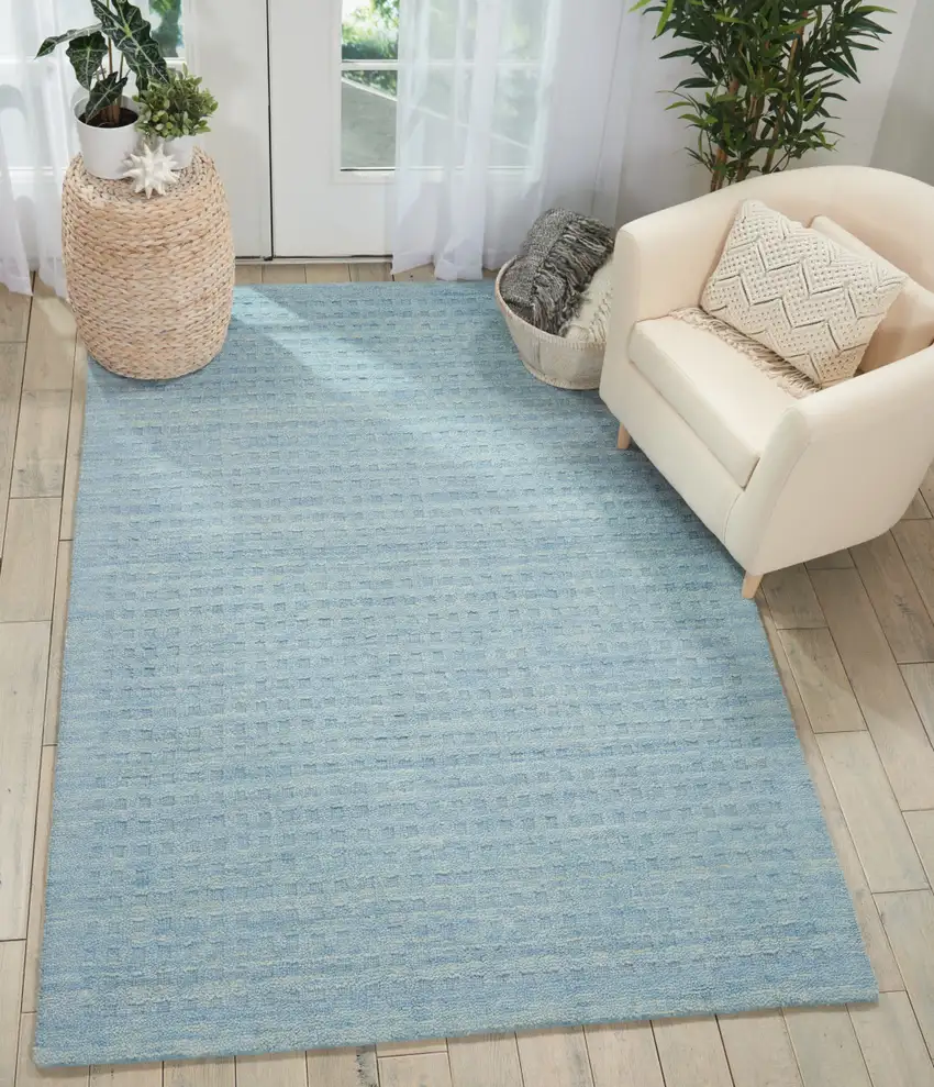 Sky Blue Wool Area Rug Photo 5