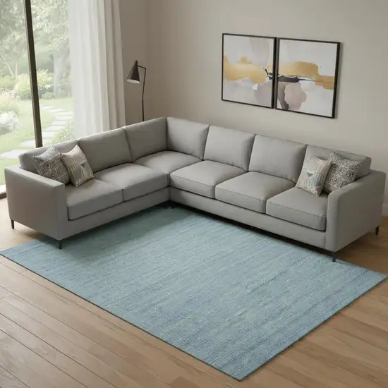 Sky Blue Wool Area Rug Photo 1