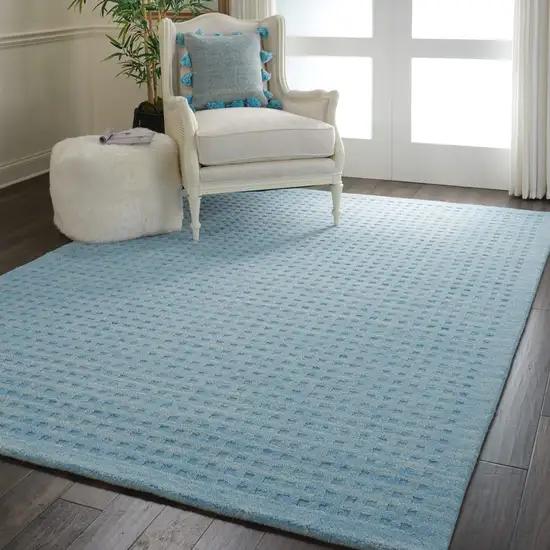 Sky Blue Wool Area Rug Photo 6