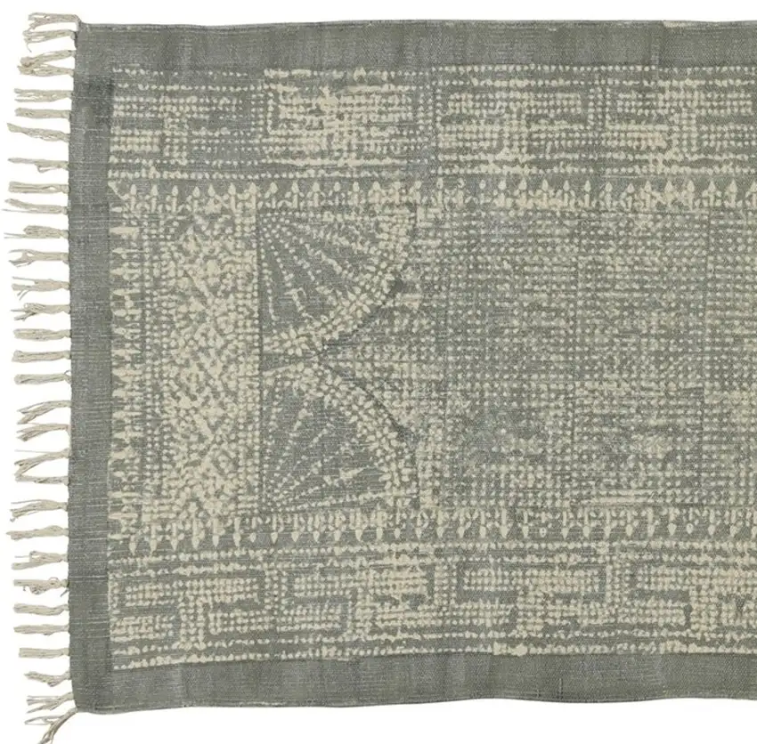 Sky Gray Distressed Medallion Runner Rug Photo 5