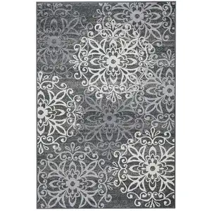 Photo of Slate And Gray Medallion Power Loom Stain Resistant Area Rug