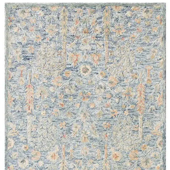 Slate Blue And Blue Wool Abstract Hand Tufted Square Rug Photo 5