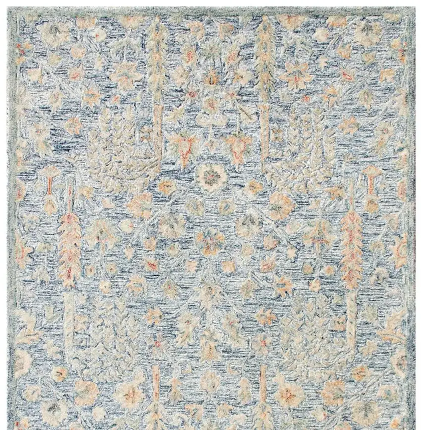 Slate Blue And Blue Wool Abstract Hand Tufted Square Rug Photo 5