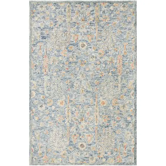 Slate Blue And Blue Wool Abstract Hand Tufted Square Rug Photo 2