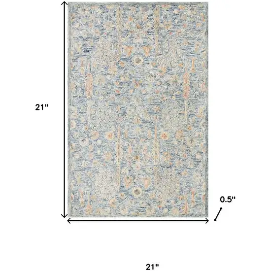 Slate Blue And Blue Wool Abstract Hand Tufted Square Rug Photo 3