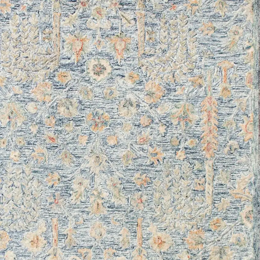 Slate Blue And Blue Wool Abstract Hand Tufted Square Rug Photo 4