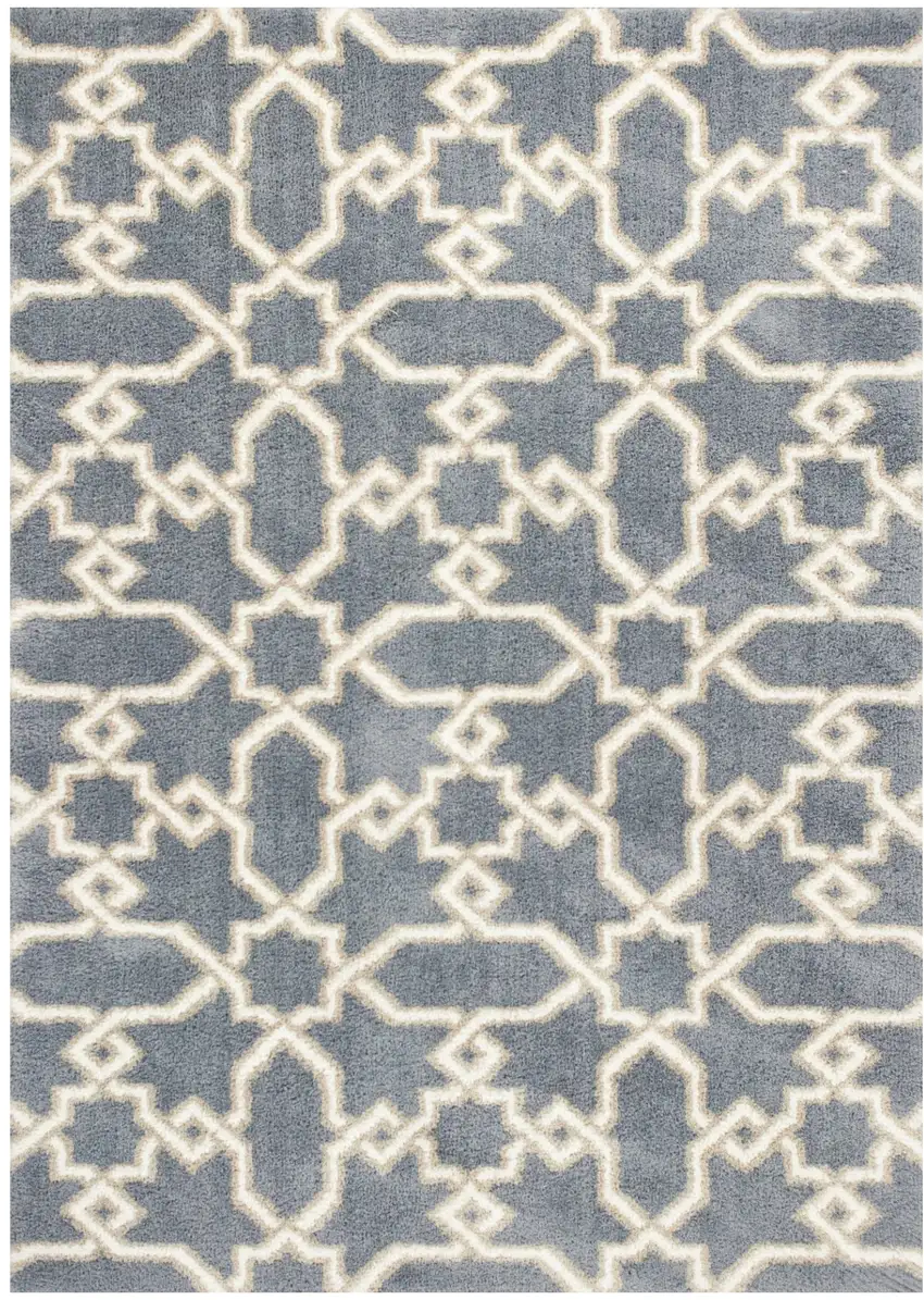 Slate Blue Geometric Machine Woven Microfiber Indoor Area Rug Photo 1