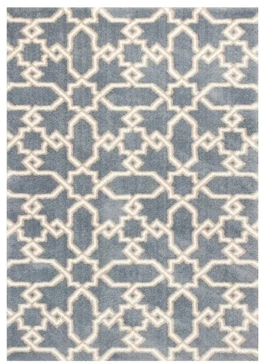 Slate Blue Geometric Machine Woven Microfiber Indoor Area Rug Photo 2