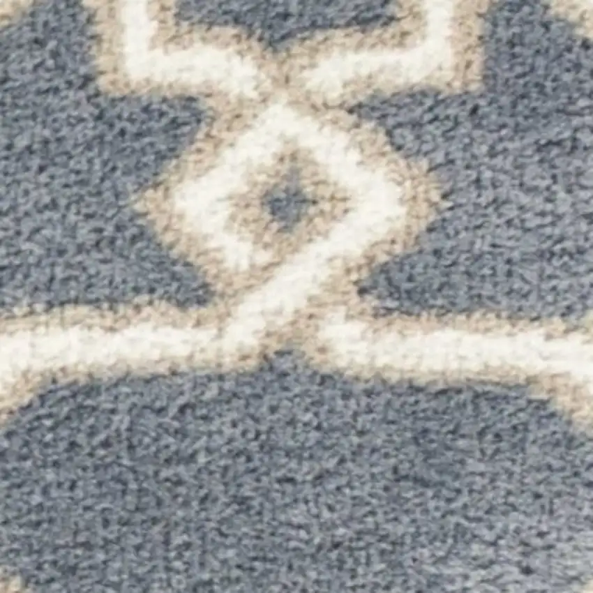 Slate Blue Geometric Pattern Microfiber Indoor Area Rug Photo 6
