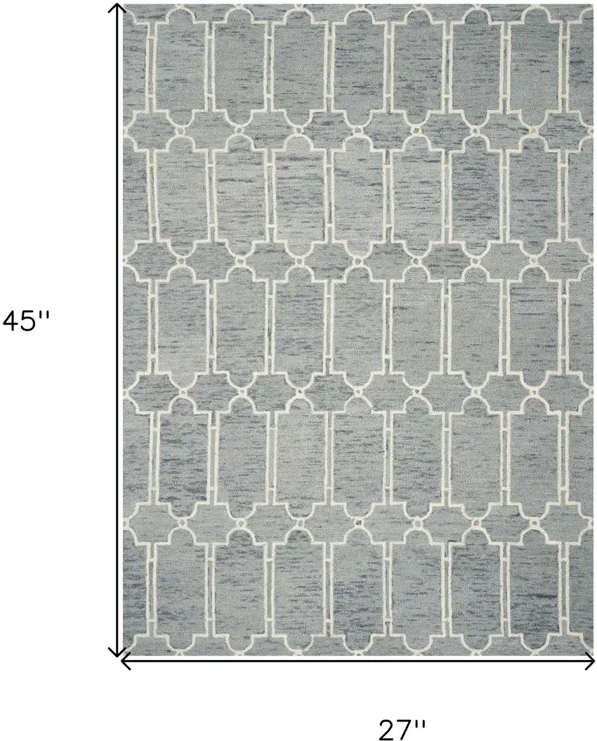 Blue Wool Geometric Hand Tufted Area Rug Photo 3