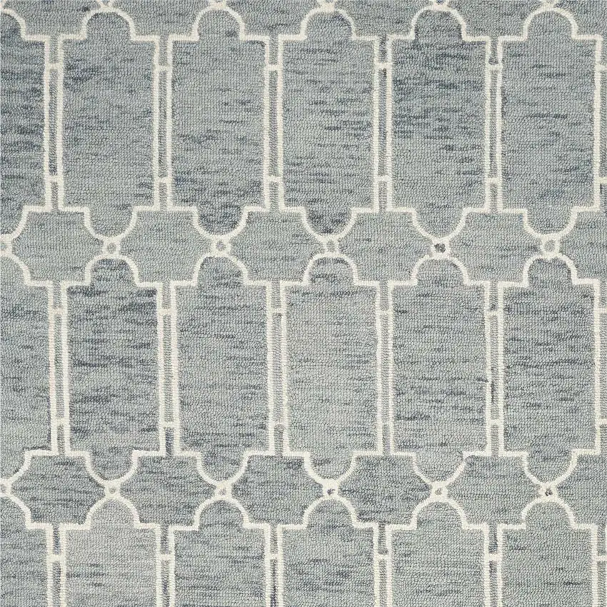 Slate Blue Hand Tufted Geometric Indoor Accent Rug Photo 3