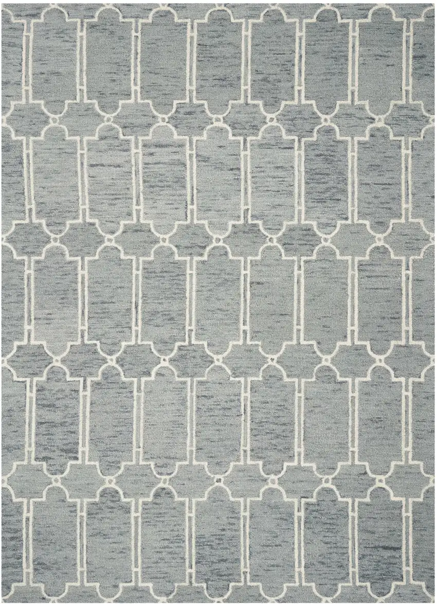 2'X4' Slate Blue Hand Tufted Geometric Indoor Accent Rug Photo 2