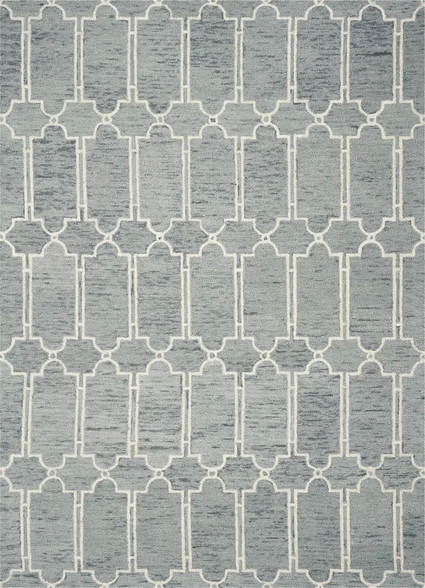 Slate Blue Hand Tufted Geometric Indoor Accent Rug Photo 1
