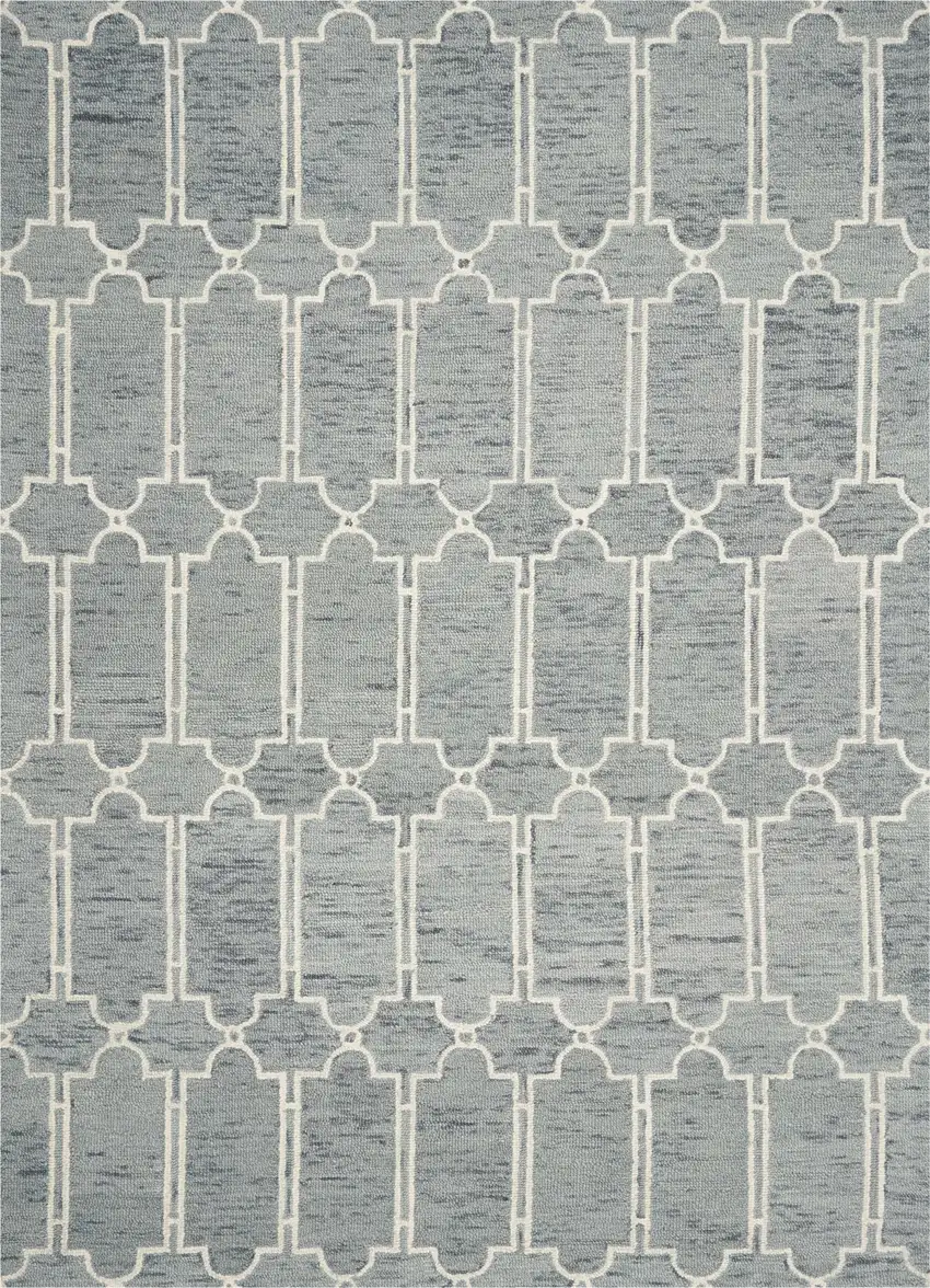 2'X4' Slate Blue Hand Tufted Geometric Indoor Accent Rug Photo 5