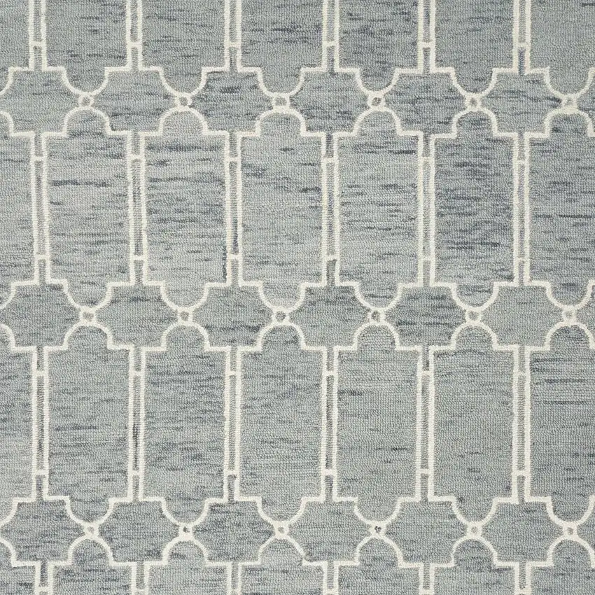 2'X4' Slate Blue Hand Tufted Geometric Indoor Accent Rug Photo 4