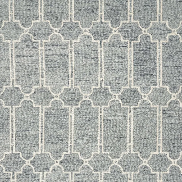 Slate Blue Hand Tufted Geometric Indoor Accent Rug Photo 3