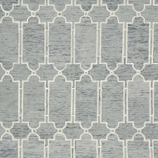 Slate Blue And Ivory Wool Geometric Hand Tufted Area Rug Photo 4