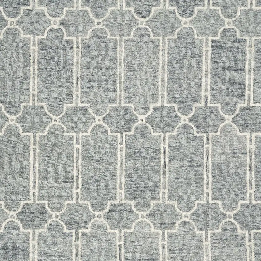 Slate Blue And Ivory Wool Geometric Hand Tufted Area Rug Photo 4