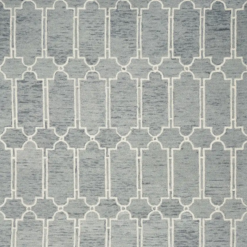 8'X10' Slate Blue Hand Tufted Geometric Indoor Area Rug Photo 6
