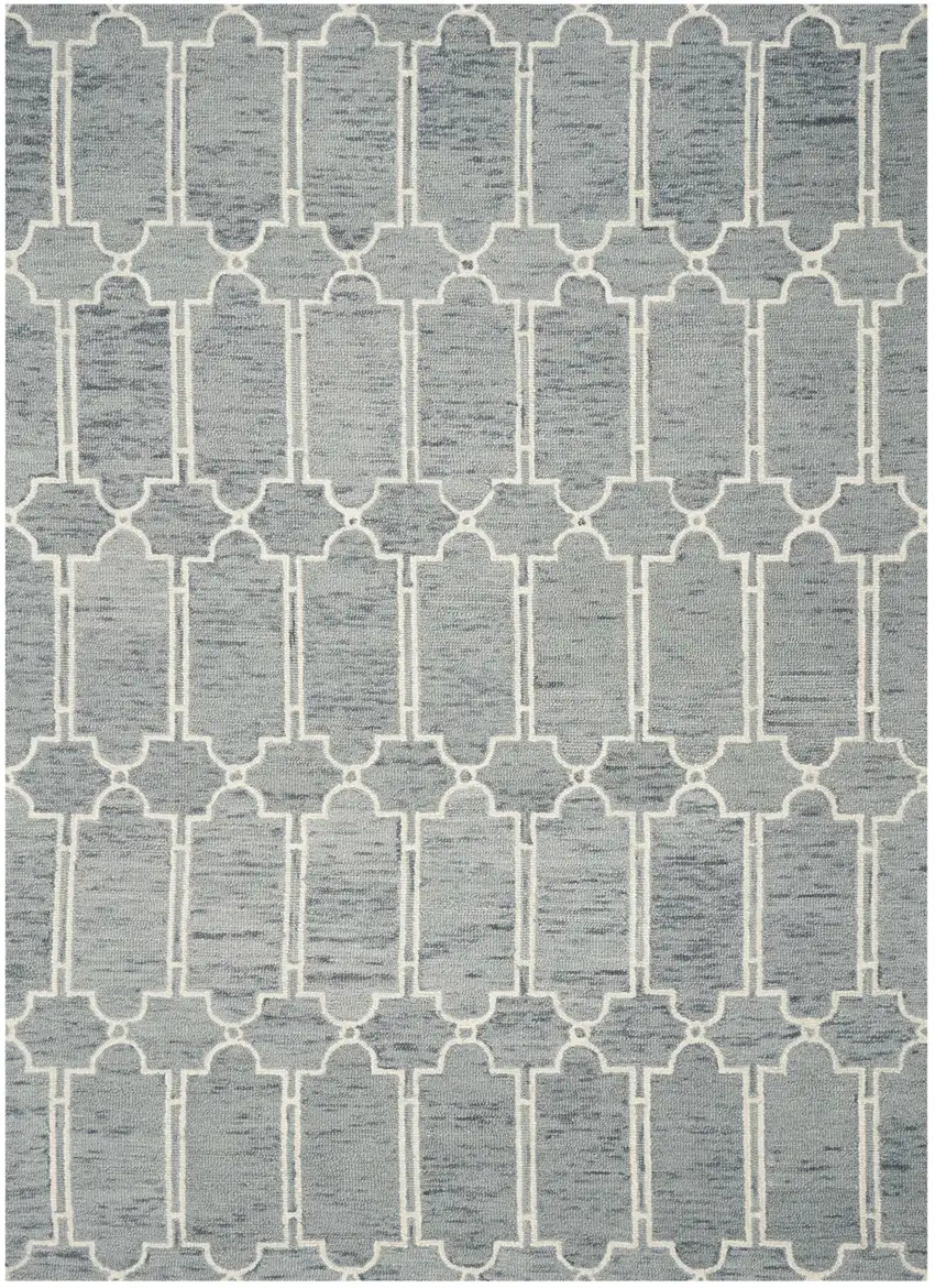 8'X10' Slate Blue Hand Tufted Geometric Indoor Area Rug Photo 2